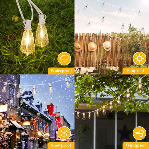 25 ST38 13 Bulbs, E12 Brightever Outdoor String Light FT, Patio Lights with Edison Waterproof Connectable Hanging