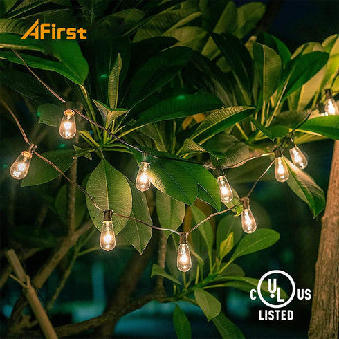 20ft 20-Light Dimmable Bulbs (2 1ft Afirst Edison String Lights, Waterproof Outdoor Patio Lights with Real Glass Extra