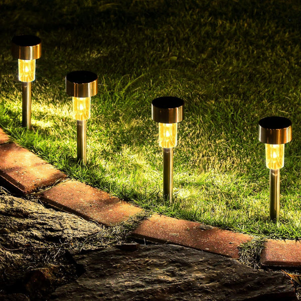 GIGALUMI 16 Pack Solar Path Lights Outdoor,Solar Lights Outdoor Waterproof,Stainless Steel LED