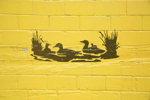Reusable Ducks & Lake Wilderness Stencil 11" x 8.5" - Custom Outdoor Scene Template