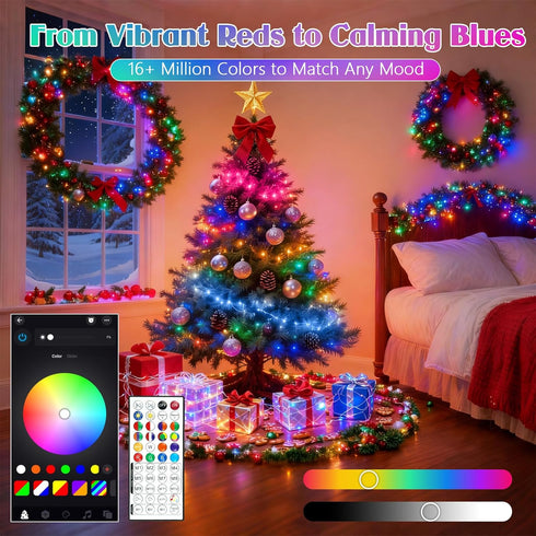 2025 88FT 240LED 4th New Smart Color Changing of July String Lights Outdoor App Control RGB LED String Lights