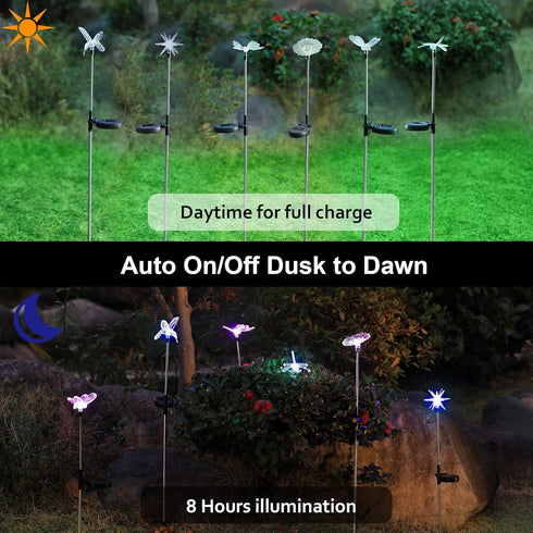 6 Pack Hummingbird Glintoper Solar Garden Stake Lights Outdoor, Solar Butterfly Figurine Lights, Multi-Color Changing
