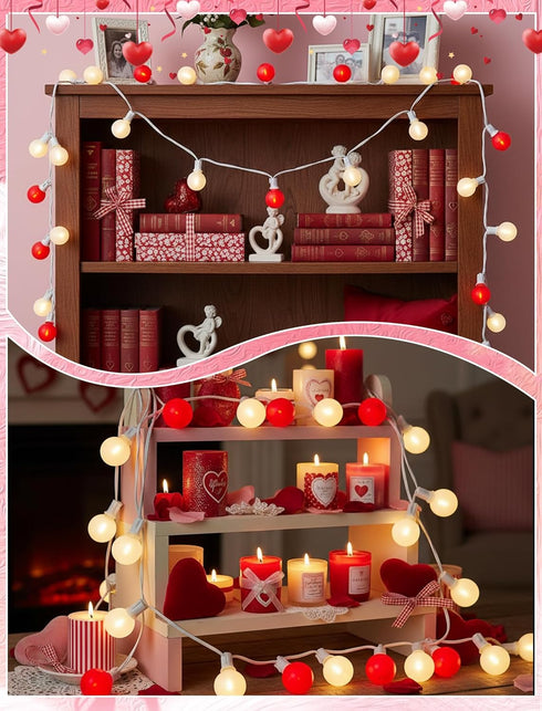 Xingzd G40 25Ft Bulbs, LED Valentines Day String Lights, Valentines Decorations Lights Outdoor with Frosted Red White