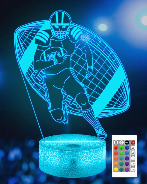 Attivolife Football Player Night Light for Kids, 3D Rugby Illusion LED Lamp,
