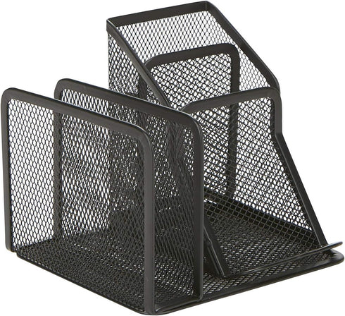 Mind Reader Desk Organizer, 5-Compartment, 2-Piece Same Set Supplies and Accessories Storage for Office Desk (BLACK)