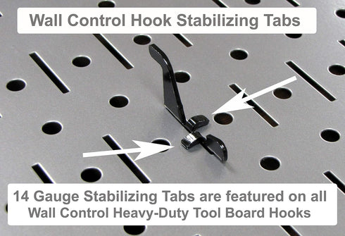Wall Control Slotted Pegboard U-Hook, 4" Peg Hook Reach, 2-Hook Pack (Black)