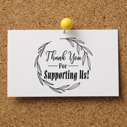 Packaging 1-5/8" Personalized Thank You Stamp | Elegant Botanical Pre-Inked Custom Business Stamp for Small Business