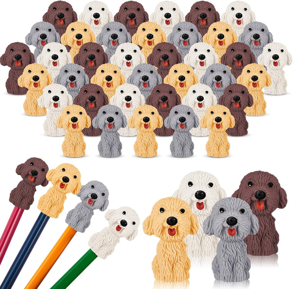 Kisston 100 Pcs 3D Dog Pencil Top Erasers, Cute Animal Erasers for Kids, Funny Dog Party Favors