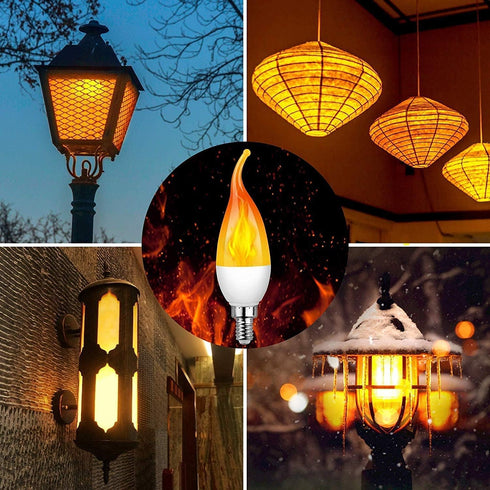 E12 Flame Bulbs 8 Packs, 3 Mode LED Candelabra Flame Light Bulb, 2.0 Watt Warm White, 1800K Candle Light Bulbs for