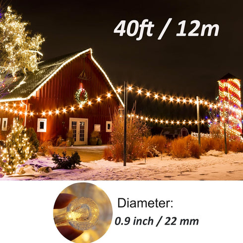 40ft 80 Mocalido Globe String Lights Battery Operated Outdoor, LEDs Hanging Lights with Remote, Warm White & Multicolor