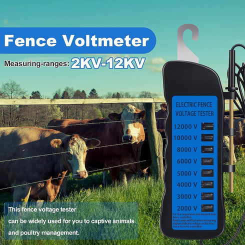 GOTOTOP 12KV Electric Fence Tester Neon Fence Voltage Tester, 2000 to 12000V 8 Neon Indicator Lights Waterproof Fence Tester for Farms, 16.5 x 6 x 2cm