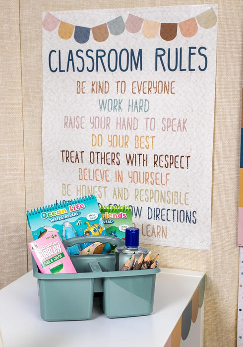 Teacher Created Resources Calming Blue Portable Plastic Storage Caddy, 6-Pack for Classrooms, Kids Room, Office