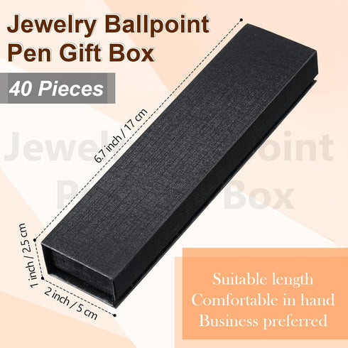 Gersoniel Empty Black Gift Box for Pen Jewelry Ballpoint Pen Case with Cushion for Business Office Supplies (40 Pcs)