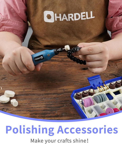 HARDELL 227pcs Rotary Tool Accessories Kit, 1/8" Shanks, Universal Fitment for Cutting, Polishing, Grinding