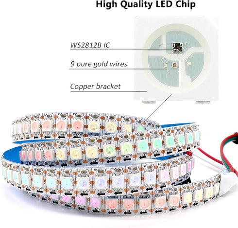 SVFISHKK WS2812B 5050 144Pixels/m 144Pixels WS2812b DC5V (3.2FT 144led IP30, LED Strip SMD Individual Addressable IC