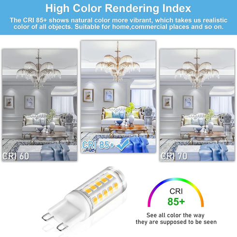 winshine 10 Pack G9 LED Bulb, 6000K Daylight, 4W (40W Halogen Equivalent) for Chandeliers