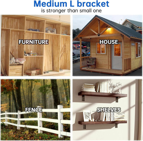 KOMOHOM 1.5x3x3 Inch 8PCS 90 Galvanized L Bracket, Degree Angle Bracket for Shelf, Iron Corner Brackets for Wood