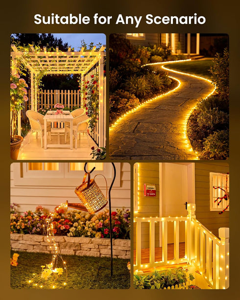 2 Pack 66Ft 200 8 Minetom Solar Fairy Lights, Total LED Solar String Lights Outdoor Waterproof with Modes, Twinkle