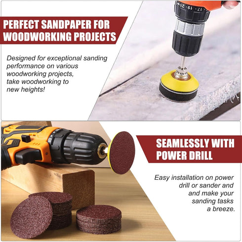 120 Pcs 2 Inch Sandpaper 240 Grit, Hook and Loop Sanding Disc for Sanders Drill Grinder Rotary Tools