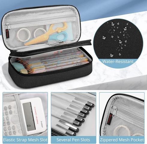 FINPAC Large Capacity Pencil Case, Pen Pouch Organizer for Office, Stationery Storage for Women and Men, Don't Touch