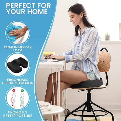 Ergonomic Memory Foam Seat Cushion with Gel for Office Chairs