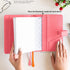 NEORAH B6 Notebook Sleeve with Loop + Dotgrid Journal, Faux Leather Sleeve with Penloop, 6 Card Slots, PINK