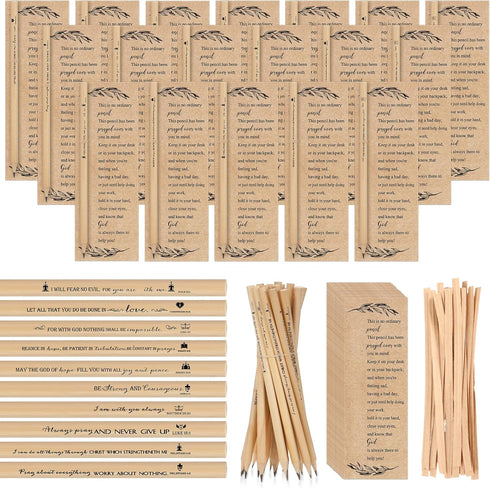 Yeaqee 50 Pcs Bible Verse Pencils Bulk, Christian Back to School Gifts with Inspirational Bookmarks for Students (Rope)