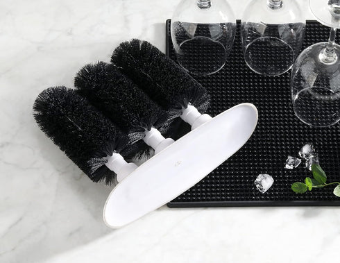 54484 3 New Star Foodservice Triple Brush Bar Glass Washer - Brushes - Suction Base, Non-Battery