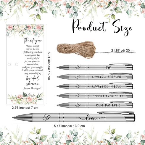 Chiisong 50 Sets Bridal Shower Favors for Guests Wedding Pens Bulk with Thank You Cards Bridal Shower Retractable
