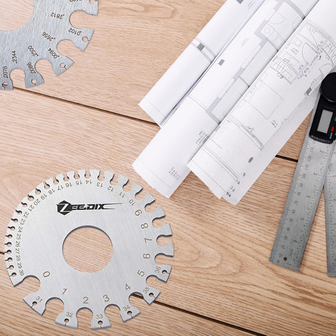 ZeeDix Standard Dual-Sided Round Wire Cable Sheet Gage - Stainless Steel Metal Wire Measurement Tool