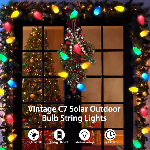 L LAMPOP 50 8 Solar Vintage Christmas String Lights Globe Outdoor Lights LED with Lighting Modes