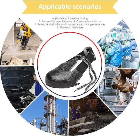 Steel Toe Covers for Shoes, No Slip Metal Protector Cap for Workplace Men Women (Black 2.0)