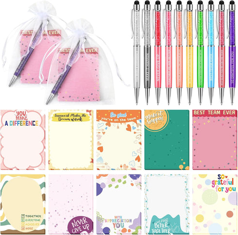 Estune 60 Pcs Employee Appreciation Gifts, Funny Notepads, Motivational Ballpoint Pens for Office