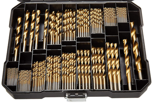Metric 230 Pieces Titanium Twist Drill Bit Set, 135° Tip High Speed Steel, Ideal for Wood, Cast Iron, and Plastic