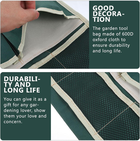 Toddmomy Garden Kneeler Tool Bag with Storage Pouch Heavy Duty Green Gardening Seat Organizer Suitable for Outdoor