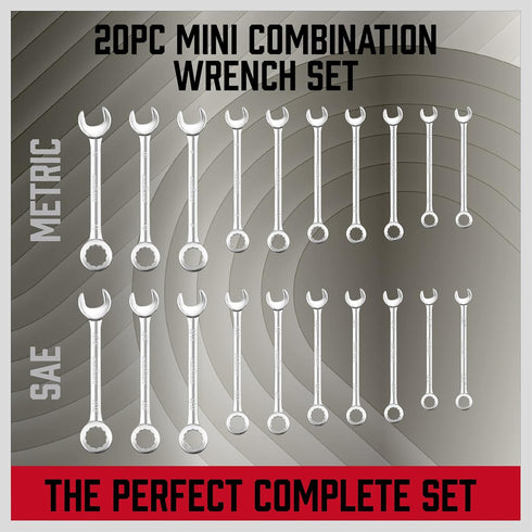 Premium Midget Wrench Set - 22-Piece Mini Combination Wrench Set Metric & SAE Ignition Wrench Set 4-10mm & 5/32'' to 7/16'' Lightweight Small Wrench Set Carry Pouch by SEDY