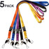 YOUOWO 5 Pack Nylon Neck Lanyards with Detachable Buckle, Breakaway Strap for ID Badge, Key, Phones, USB, Black, Blue,