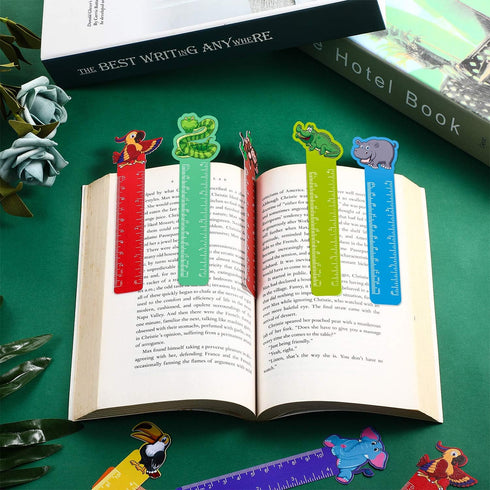 Frienda 50 Pieces Cute Animals Bookmarks Ruler for Kids, Jungle Animal Party Favor, 10 Styles