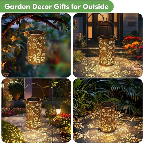 Fabuday Dragonfly Sunflower Solar Lantern Gift for Women - Outdoor Lanterns Waterproof for Patio, Yard, Porch