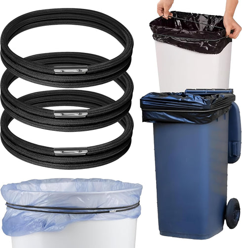 Trash Can Rubber Bands Set of 3 - Elastic Garbage Can Bands