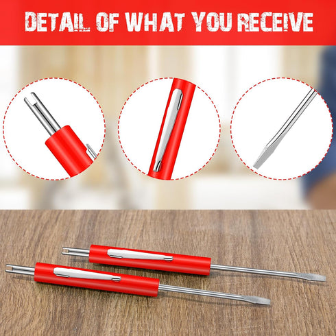20 Pcs Pocket Screwdriver Set Mini Double End Screwdriver with Clips, Slotted Valve Core Removal Tool for Ring Doorbell