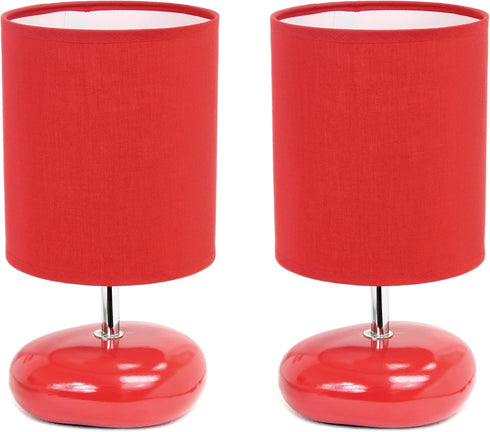 Simple Designs LT2005-RED-2PK Stonies Small Stone Look Table Desk Bedside 2 Pack
