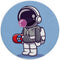 Cute Astronaut Holding Skateboard Mouse Pad, Funny Round Non-Slip Rubber Gaming Pad, 7.9 x 7.9 Inch