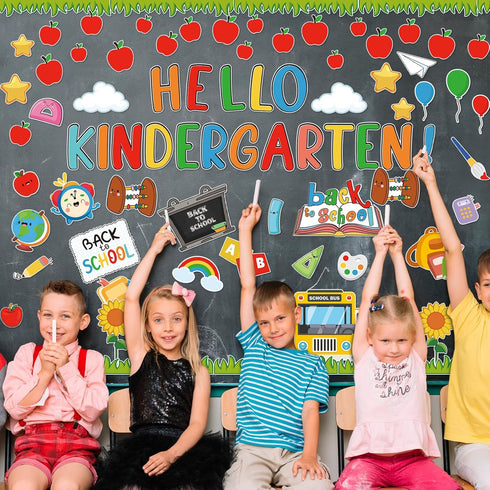 Hello Kindergarten Bulletin Board Decorations, 76Pcs Back to School Classroom Decor for First Day of School