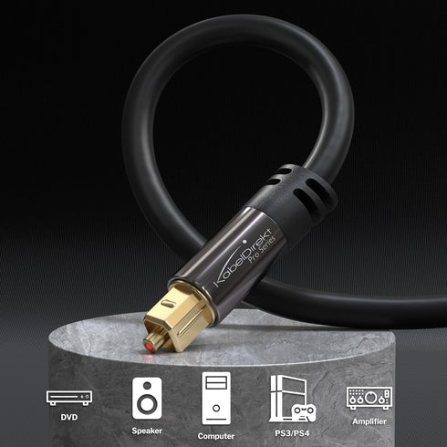 3ft PS4 TOSLINK Optical Audio Cable Designed in Germany Fiber Optic Cable for Soundbar, SPDIF Digital Optical Audio