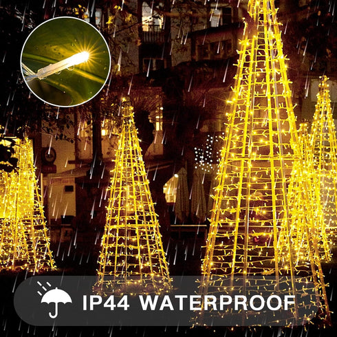 suddus Christmas Lights Outdoor, 66 ft 200 LED Warm White String Lights with Remote for Wedding, Garden, Trees,