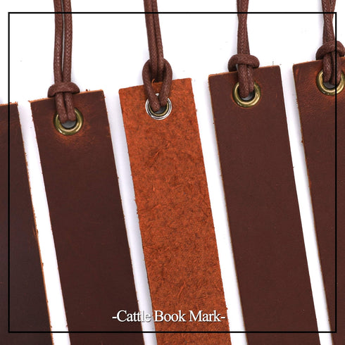 Genuine Leather Bookmarks with Tassel, Handmade Page Markers for Reading, Perfect Gift for Readers (5 Pack Umber)