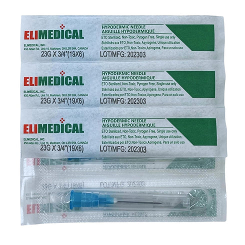 Veterinary Hypodermic Needle, Poly Hub 23G x 3/4 inch, 100 per Box, Individually Packed, NDL2319