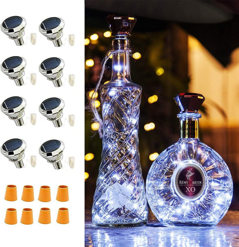 VOOKRY Solar Wine Bottle Lights with Cork 8 Pack 20 LEDs Fairy