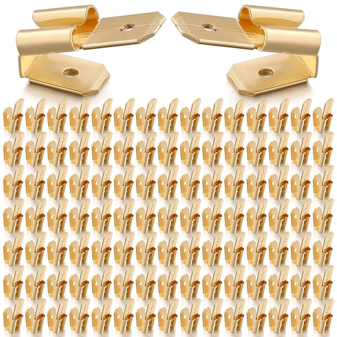 100 Pcs Piggyback Spade Connectors, 3 Way Adapter Dual Male to Single Female Brass Quick Disconnect Terminals